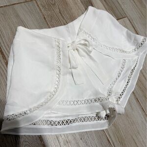 Elegant White Lace Trim  Shorts Flowy